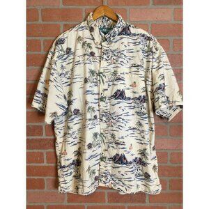 Big Dogs Mens Hawaiian Shirt Size XL Short Sleeve Button Front Distressed